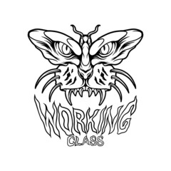 Butterfly With Tiger Head Silhoutte