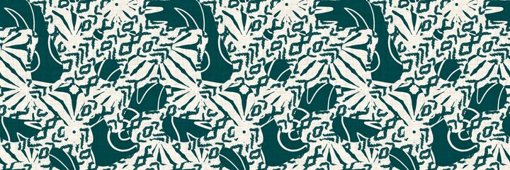 Seamless two tone hand drawn brushed effect pattern border swatch. High quality illustration. Collage of minimal drawings arranged in a seamless pattern with fabric texture overlay. Rough scribble.