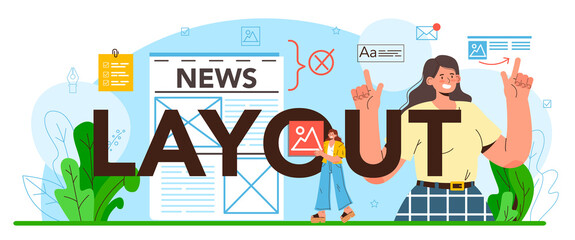 Obraz na płótnie Canvas Layout typographic header. Magazine or newspaper layout