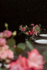 An image of a vibrant flower arrangement on an upscale bar