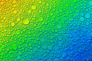 Аbstract image of oil and water bubbles of various colors. Colorful artistic image of oil drop on water for modern and creation design background