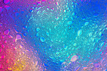 Аbstract image of oil and water bubbles of various colors. Colorful artistic image of oil drop on...