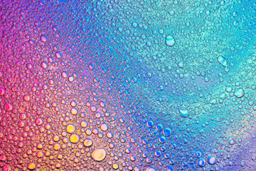 Аbstract image of oil and water bubbles of various colors. Colorful artistic image of oil drop on water for modern and creation design background