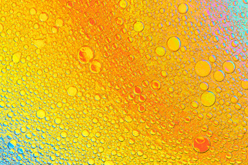 Аbstract image of oil and water bubbles of various colors. Colorful artistic image of oil drop on water for modern and creation design background