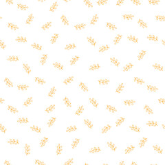 White seamless pattern with  orange flower leaves.
