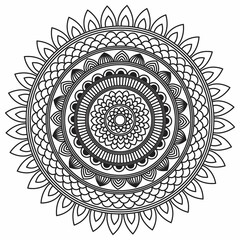  Floral mandala design, black and white mandala, mandala outline that you can use as a coloring book page	
