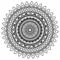  Floral mandala design, black and white mandala, mandala outline that you can use as a coloring book page	