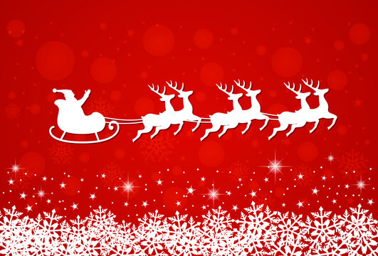 Santa Claus in slade drivind deers