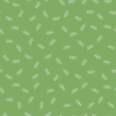 Light green seamless pattern with  white flower leaves.