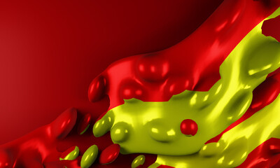 red yellow liquid abstract background. 3d rendering