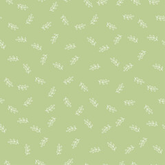 Light green seamless pattern with  white flower leaves.