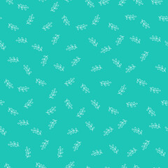 Blue seamless pattern with flower and leaves.