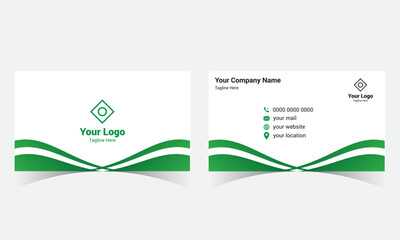 green Business Card Design Template. Modern, professional Green business card.