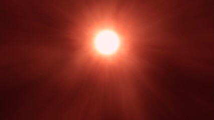 Shimmering solar rays of the orange sun reaching its zenith. Solar energy radiation concept