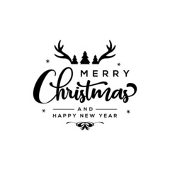 Merry Christmas and Happy New Year typography, Vector Illustration, concept for shirt, logo, etc.