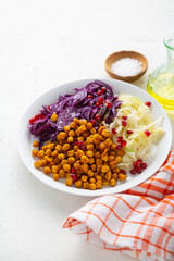 Winter salad with red cabbage and chick-pea