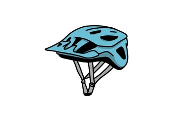 Blue color of bicycle helmet illustration
