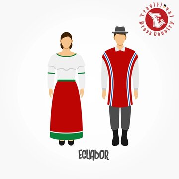 Set of alphabet "E" cartoon characters in traditional clothes.