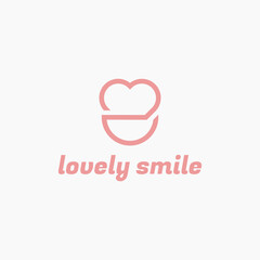 Lovely Smile logo design. Combination of Heart symbol with Happiness Expression logo design