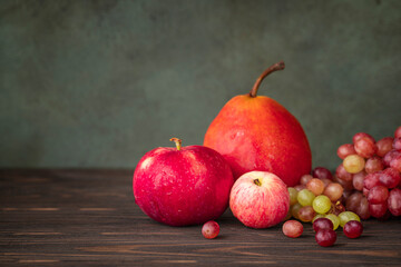 Close-up fruits at the wooden table