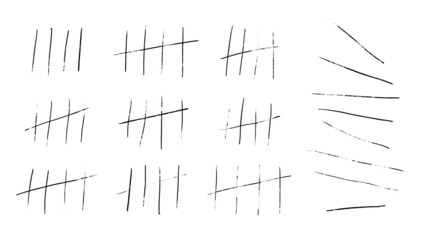 Tally marks or prison stick lines counter isolated. Vector illustration of waiting counted by scratches.