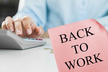 Vintage style text back to work on the note texture background