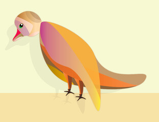 A sad bird looking to the ground 