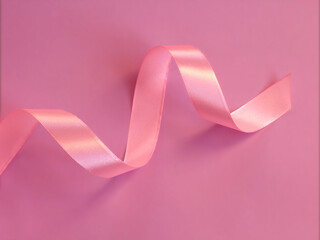 Pink satin ribbon on pink background. greeting card. saint valentine day. mother's day