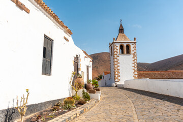 Fototapeta na wymiar White church of Betancuria, west coast of the island of Fuerteventura, Canary Islands. Spain