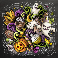 Happy Halloween cartoon vector illustration.