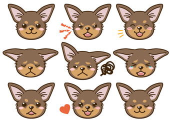 チワワ（チョコタン）の表情顔アイコン