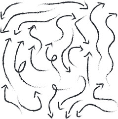 squiggly brush arrow vector in different directions
