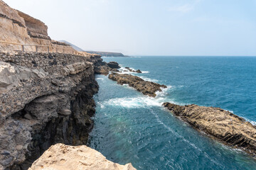 Views of the path towards the caves of Ajuy, Pajara, west coast of the island of Fuerteventura, Canary Islands. Spain