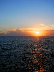 日本、神奈川の夕陽