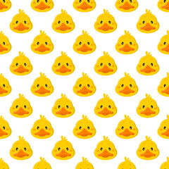 Seamless pattern with cute cartoon ducks isolated on white background