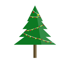 christmas tree with decoration items on white background,isolated object for christmas celebration,vector