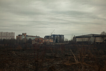 Fototapeta premium The cityscape on a cloudy day.