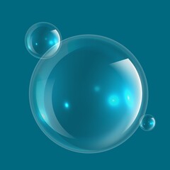 Soap bubble. Fresh macro realistic transparency foam bubble, pure water or transparent laundry liquid. Wash bubbling shiny backdrop, 3D round objects. Vector isolated illustration