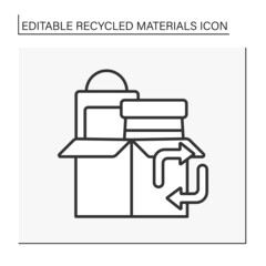  Ecology line icon. Reusable paper packing. Recycled boxes. Recycled materials concept. Isolated vector illustration. Editable stroke