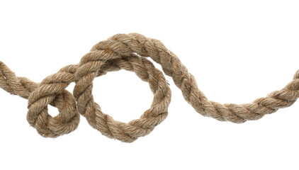 Hemp rope with loop on white background