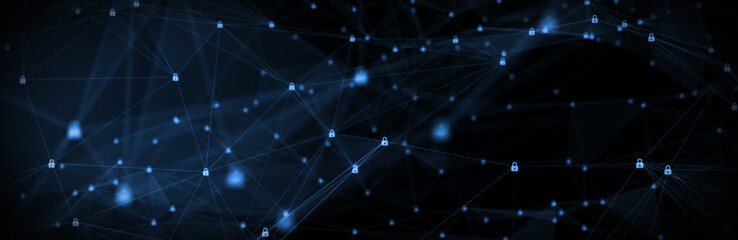 Abstract futuristic - technology with polygonal shapes on dark blue background. Design digital technology concept. 3d illustration.