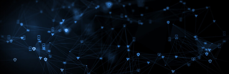 Abstract futuristic - technology with polygonal shapes on dark blue background. Design digital technology concept. 3d illustration.