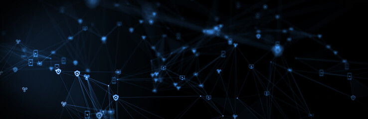 Abstract futuristic - technology with polygonal shapes on dark blue background. Design digital technology concept. 3d illustration.