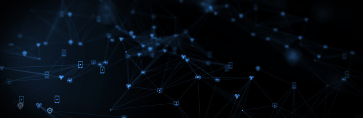 Abstract futuristic - technology with polygonal shapes on dark blue background. Design digital technology concept. 3d illustration.