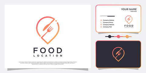 Fototapeta na wymiar Food location logo with simple and creative element style Premium Vector part 4