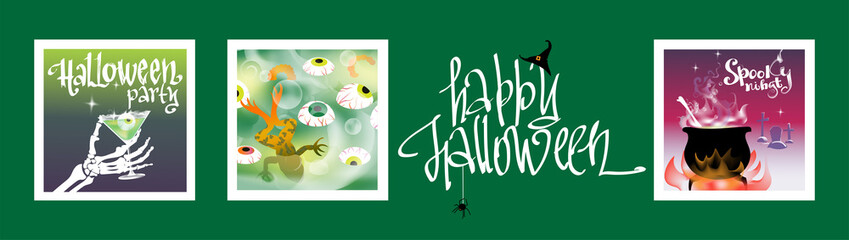 A set of illustrations on the theme of Halloween.