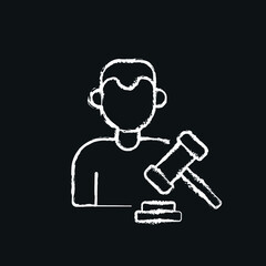 Auctioneer chalk icon. Vector isolated black illustration