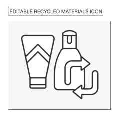 Ecology line icon. Cosmetology. Organic cosmetics.Recycled materials concept. Isolated vector illustration. Editable stroke