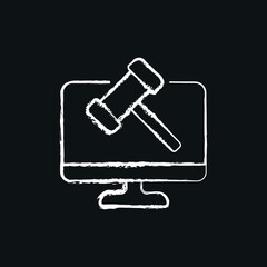 Online auction chalk icon. Vector isolated black illustration