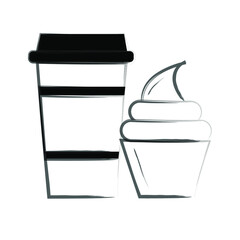 Set of a cup and a cake